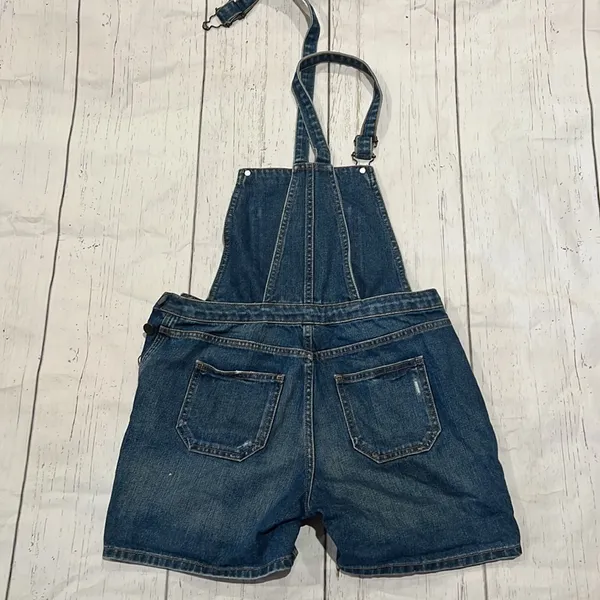 Topshop moto blue denim short overalls - Image 3