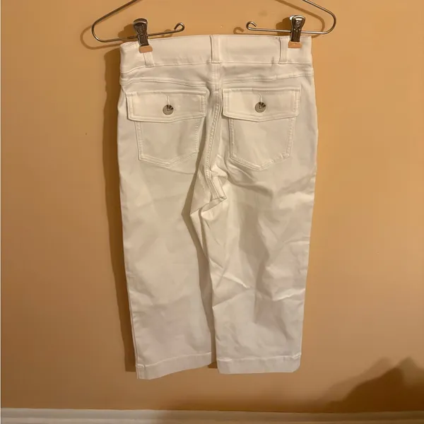 Spanx Twill Cropped Wide Leg Pants in Bright White - Image 7