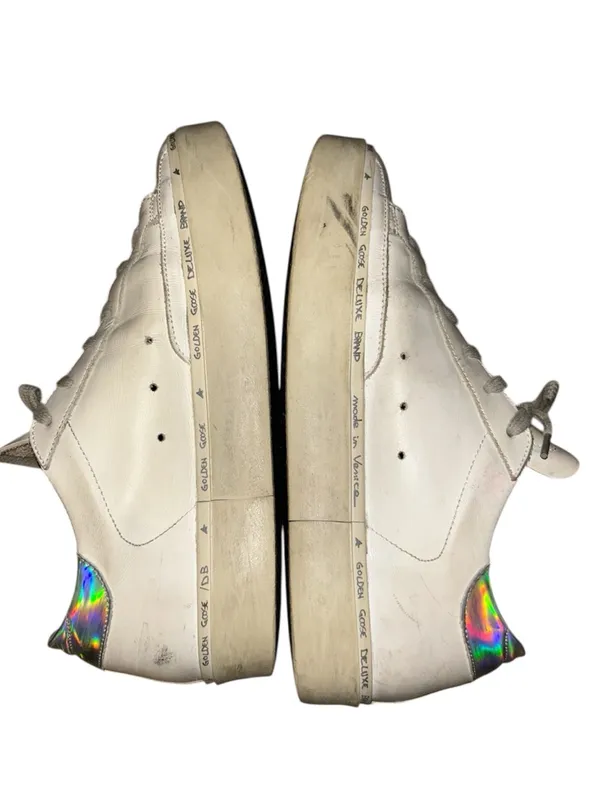 Golden Goose Hi Star White Leather Glitter Star Mirror Heel Shoes Sneakers Sz 39 - Image 5