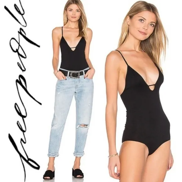 Free People Move Along Black Bodysuit Size M/ L - Image 2