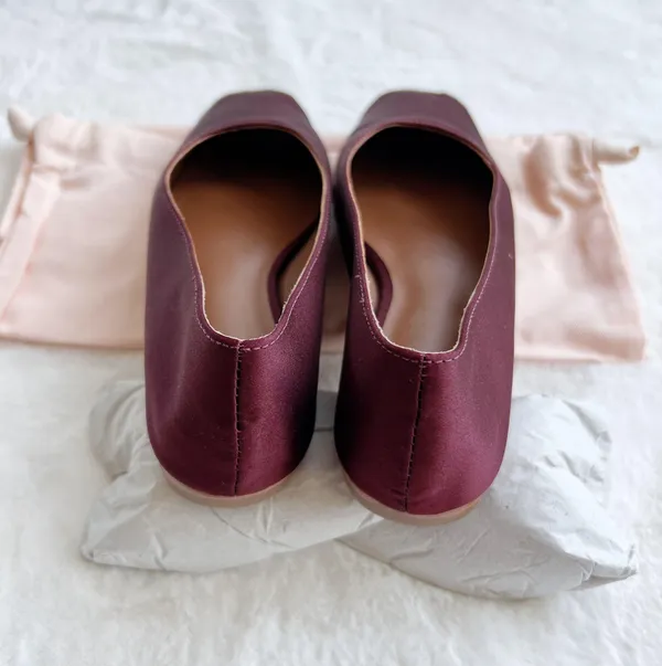 Reformation NWOT Mikayla Ballet Flats satin maroon burgundy size 6.5 - Image 7