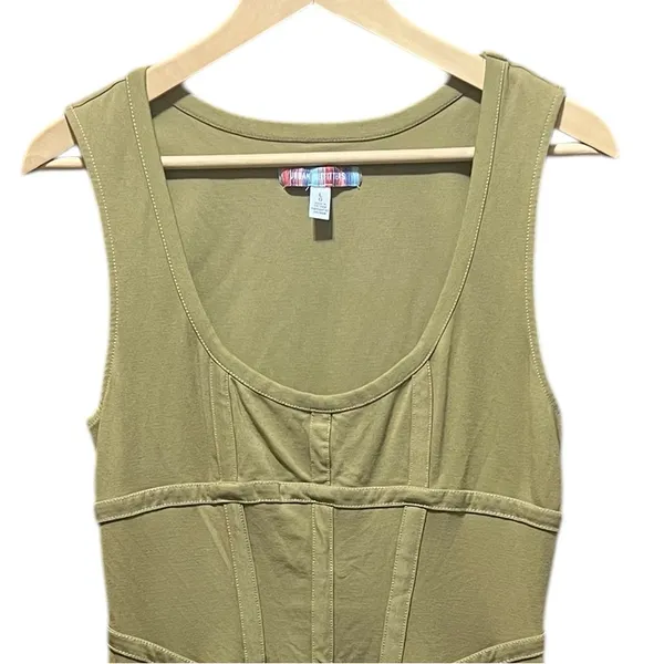 Urban Outfitters Ramona Corset‎ Knit Mini Dress Moss Green Size Large - Image 4