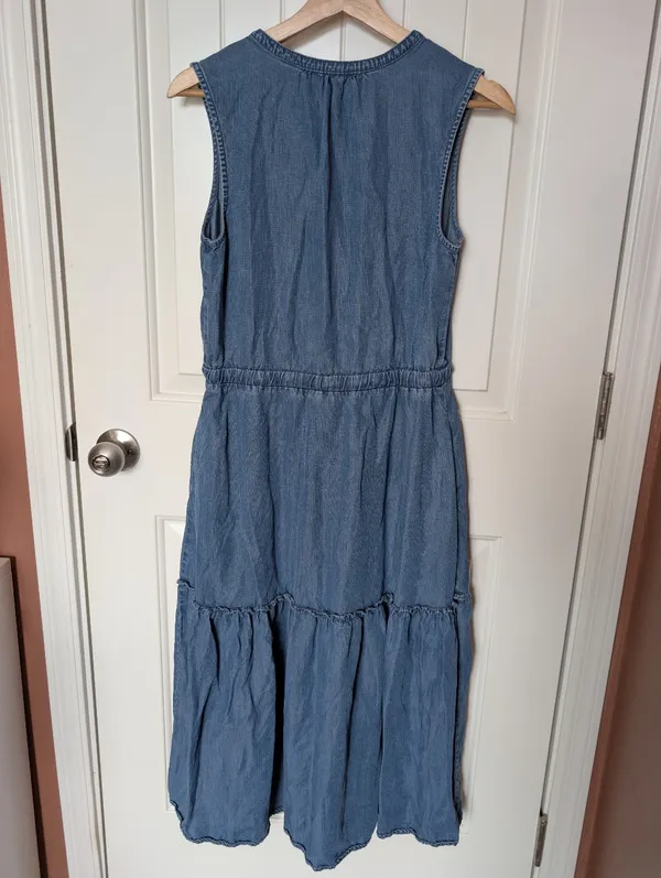 Lands' End Sleeveless Lyocell Tiered Midi Dress Small Blue - Image 2
