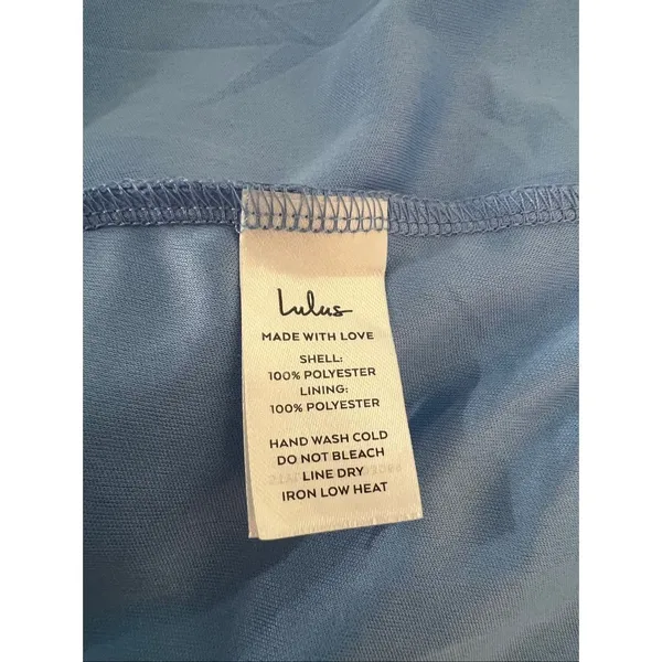 Lulu’s Bright Charm Blue Abstract Print Chiffon Slip Midi size medium - Image 13