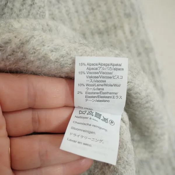 Point Sur J. Crew V-Neck Sweater Grey Alpaca Blend Button Back Coastal Cozy Soft - Image 6