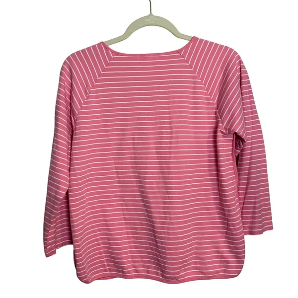 LAKE Pajama Pink White Striped Top Women's Sz. L - Image 3