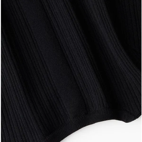 H&M Black Ribbed Knit Bodycon Dress Large NWT Minimalist LBD - Image 5