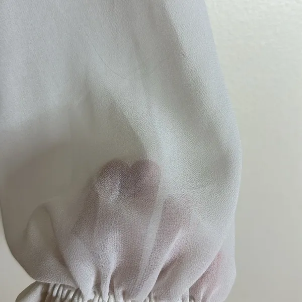 Wilfred Wistful white Blouse - Aritzia V neck‎ sheer sleeves smocked bodice M - Image 6