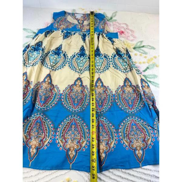 The Paragon Womens Blue Paisley Medallion Viscose Sleeveless Midi Dress Size M‎ - Image 3
