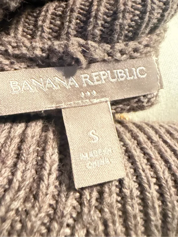 Banana Republic S Brown Striped Poncho Cape Turtleneck Cotton Wool - Image 4