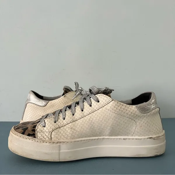 P448 Thea Python Roccia White Leather Platform‎ Sneakers - Image 5