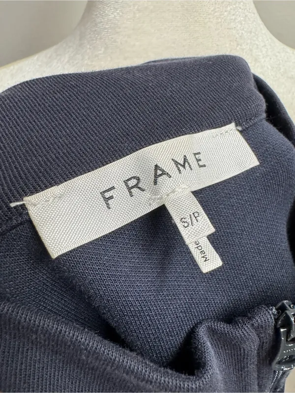 Frame Colorblock Mock Neck 1/4 Zip Pullover Sweatshirt Blue Red Small Retro 90s - Image 5