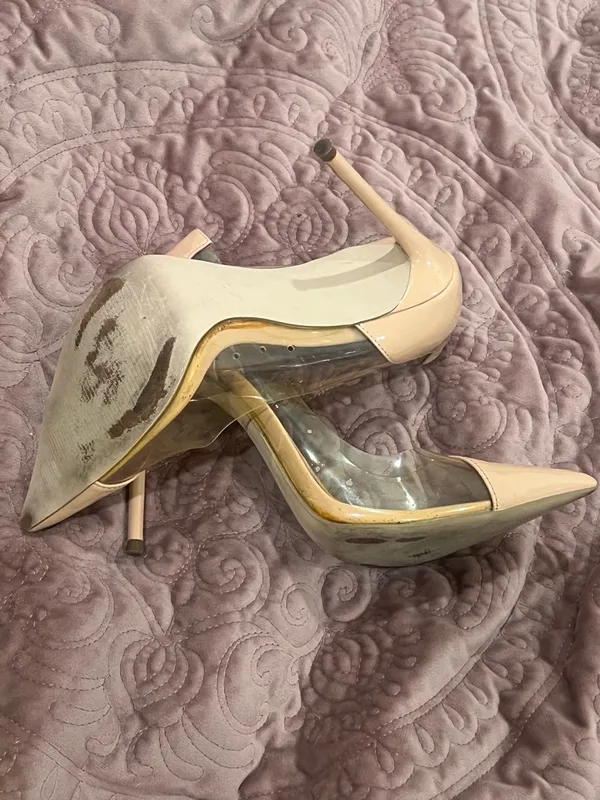 Steve Madden Blush Patent Pointed Toe Clear Panel Stilettos - Image 3