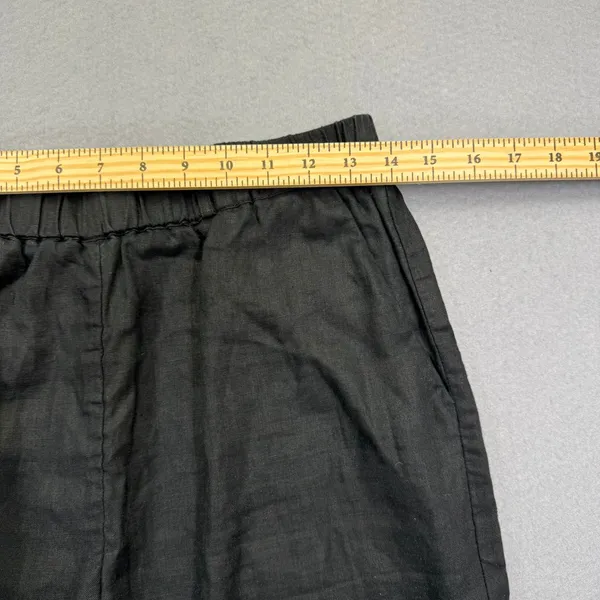 Quince Black 100% European Linen Elastic Waist Wide Leg Cropped Pants Small - Image 4