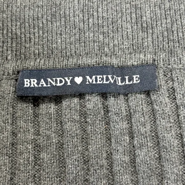 Brandy Melville Gray‎ Ribbed Crop Button Cardigan Sweater Raw Hem XS/S Stretch - Image 6