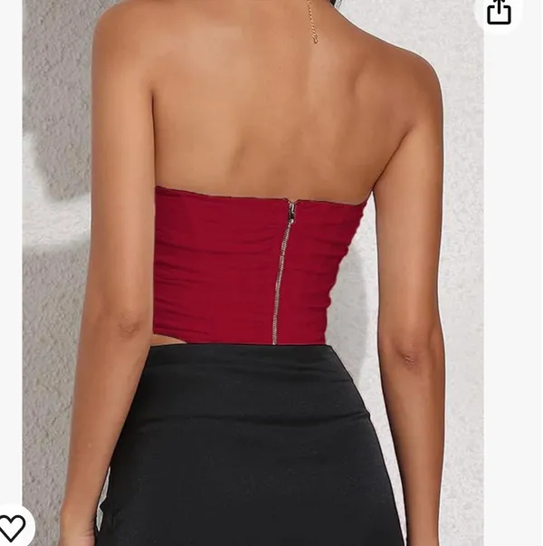 Wine Red Corset Crop Top - Image 3