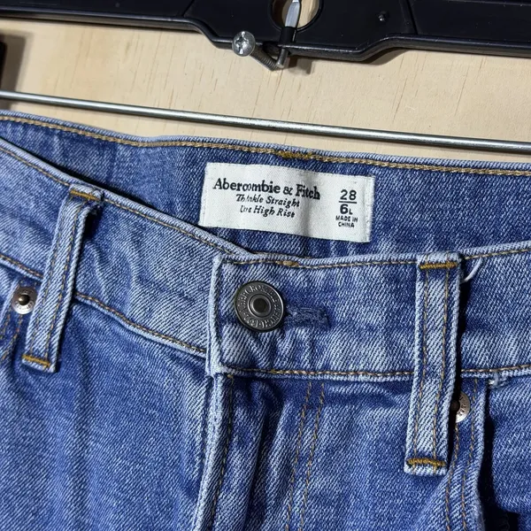 Abercrombie & Fitch Ankle Straight Jeans Womens 28 6L Ultra High Rise Blue Denim - Image 3
