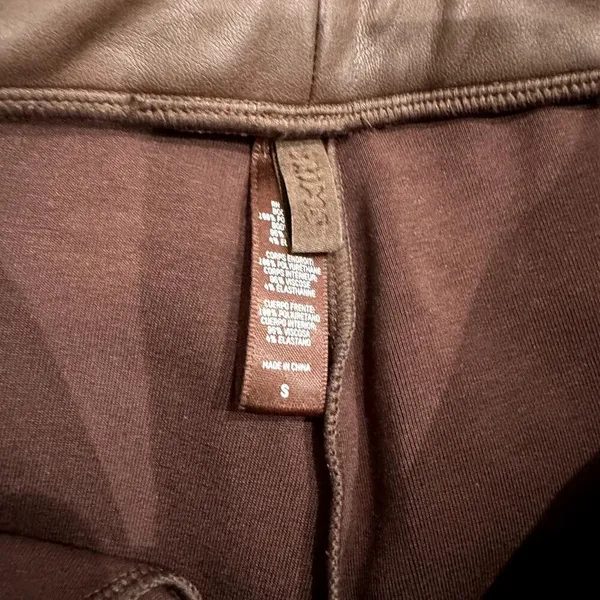 Skims Faux Leather Biker Shorts in Cocoa Brown, Size S​​​​ - Image 3