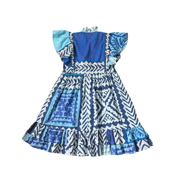 Figue Denissa Patchwork Mini Dress Blue Size XS - Image 4