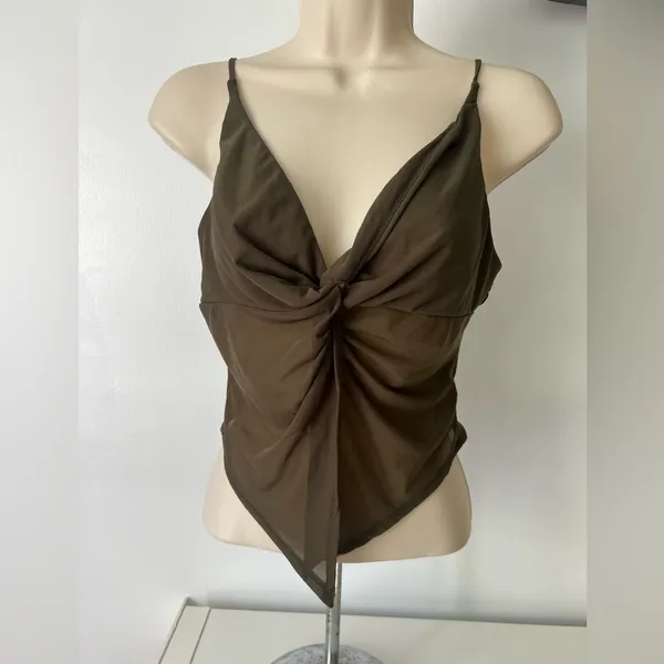 Urban Outfitters Khaki Twist Front Camisole - Image 2