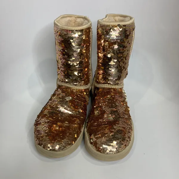 Ugg Classic short sequin boots champagne‎ tan women's size 8 limited edition - Image 2
