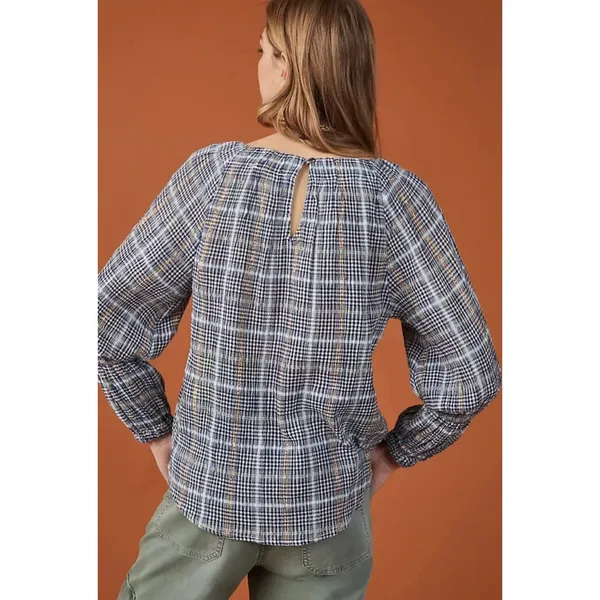 Anthro‎ Pilcro Shari Plaid Smocked Blouse Cottagecore Boho Top Sz M - Image 13
