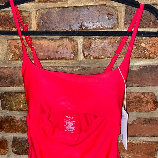 NWT Quince Cherry Red Italian Cut Out One-Piece Swimsuit Women's Size Small - Image 4