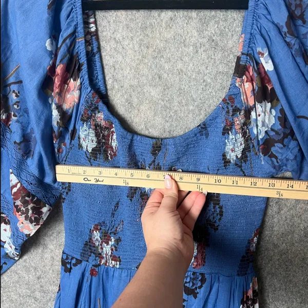 Free People S Morning Glory Floral Print Scoop Neck‎ Long Sleeve Boho Maxi Dress - Image 5