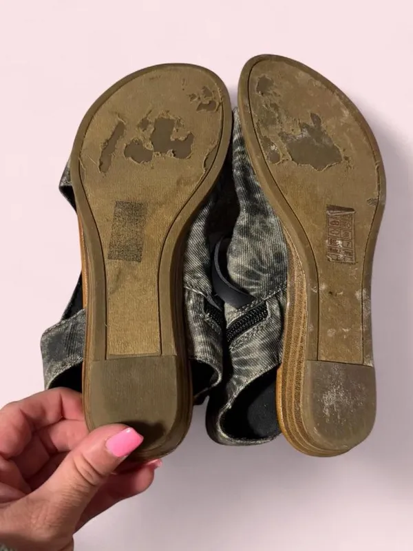 Blowfish Women's Gray Tie Dye Slingback Sandals with Black Straps - Image 7