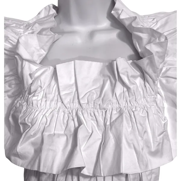 DO + BE White Ruffle Off/On the Shoulder Smocked Crop Top NWT Size Small‎ - Image 4