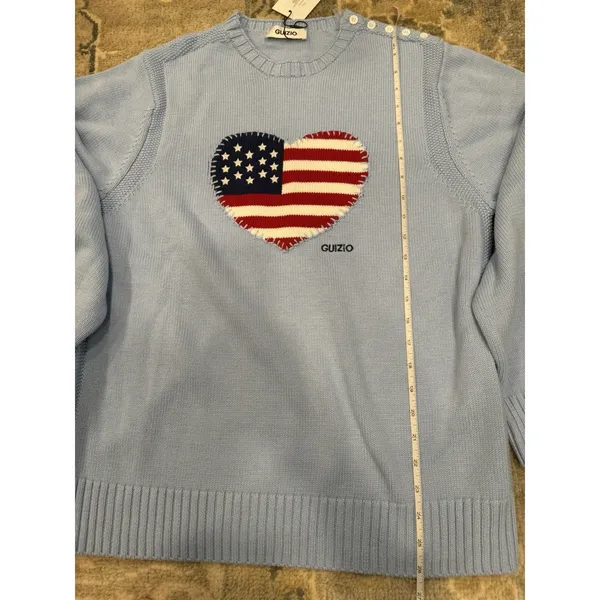 Guizio Americana Love Sweater Blue Oversized Sz Small NWT $188 - Image 9