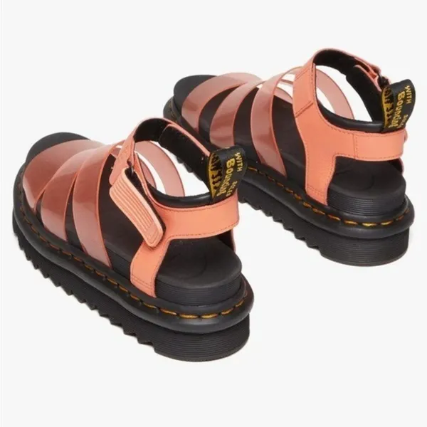 DR. MARTENS Blaire Coral Jelly Glitter Strap Open Toe Sandals Black NEW - Image 8