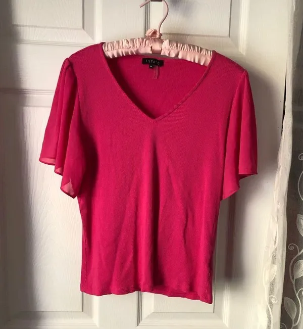 1.STATE Flutter Sleeve Rib Knit T-Shirt top, size XL - Image 2