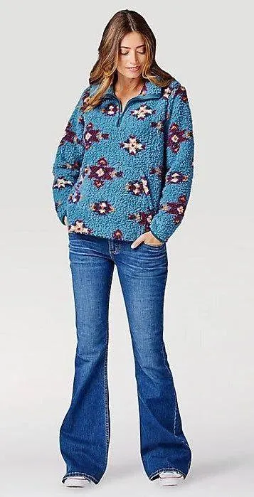 Wrangler Retro Aztec Tribal Sherpa Quarter Zip Pullover - Image 2