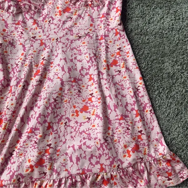 Floral Pink and Orange Dress with Ribbon Straps - Image 3