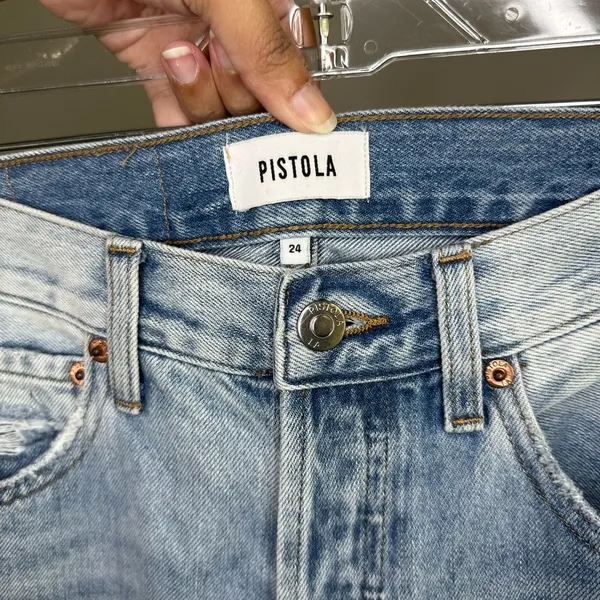 Pistola Keaton High Rise Slim Straight Button Fly Light Wash Jeans Women’s Sz 24 - Image 8