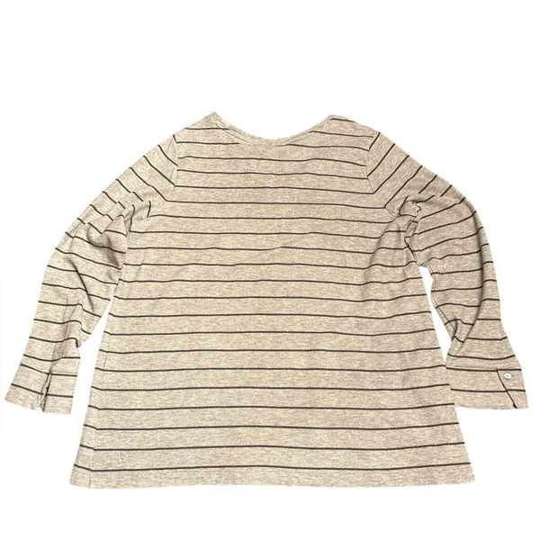 J. Jill women’s ribbed textured V neck tunic top gray patch pockets striped Sz L - Image 3