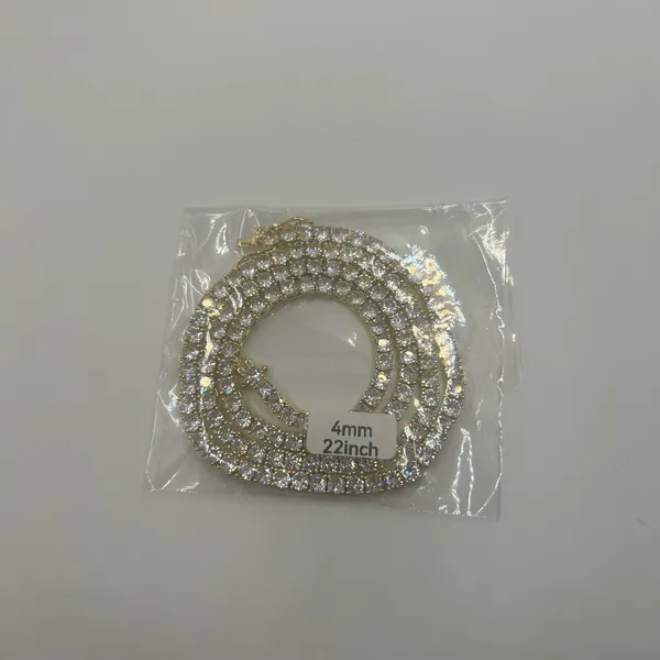 4mm VVS1 Moissanite Tennis Chain Necklace Real Gold - Men Women 22 Inch No Pass - Image 2
