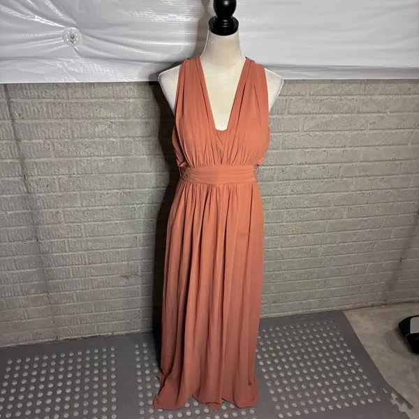 Birdy Grey Convertible Bridesmaid Dress Terracotta Orange Maxi Gown Medium - Image 3