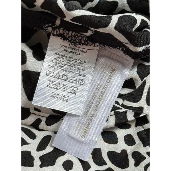 NWOT‎ Womens Loft black white leopard print satin button up shorts pajamas MP SP - Image 14