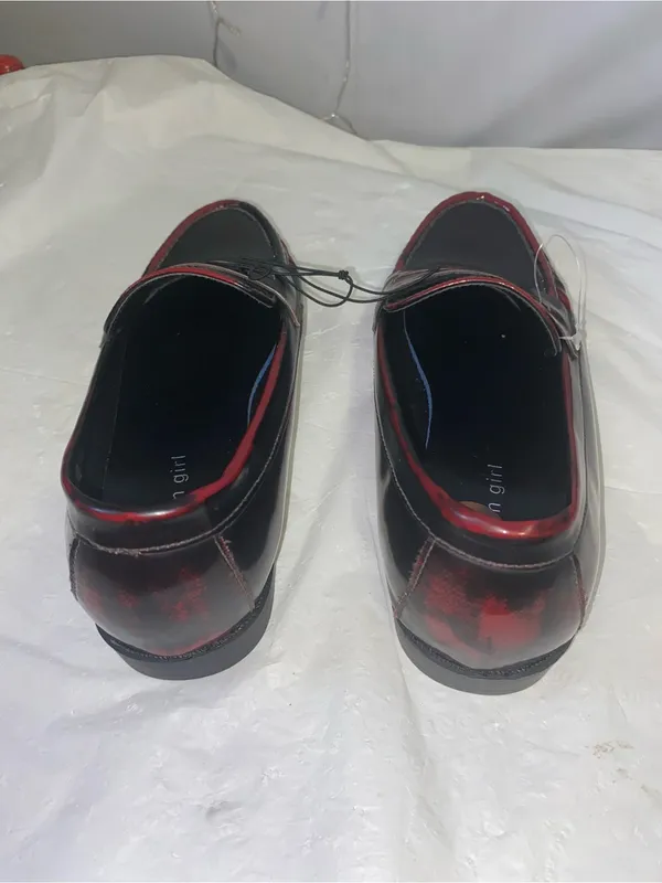 Women Black and Red Penny Loafers - Classic Leather Dress Shoes - Image 2