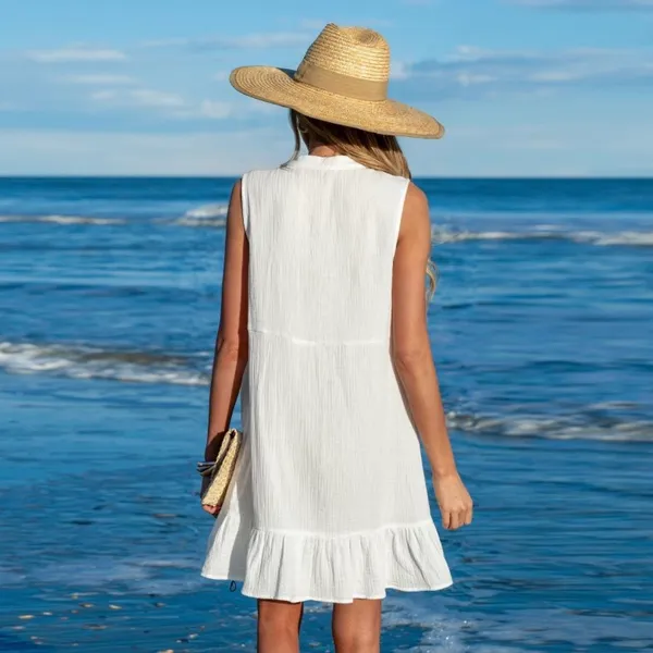 Cupshe Women’s White Ruffle Hem Mini Cover-Up Dress - Image 2