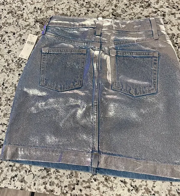 Anthropologie Sparkling Coated Denim Skirt - Image 6