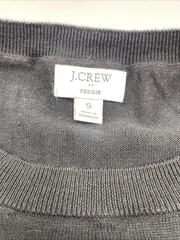 J. Crew Black Sweater Gold Heart Long Sleeve Pullover Sweater Teddie Small - Image 3