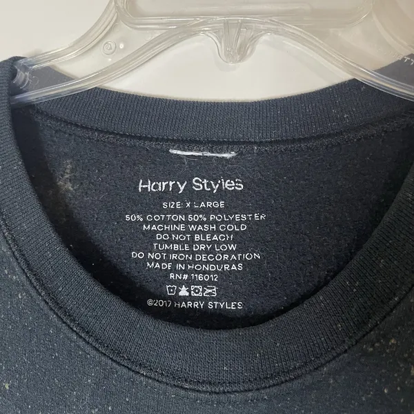 Harry Styles Debut Album Crewneck Sweatshirt Black Bleach dye XL - Image 5