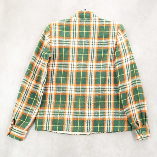 Green Flannel Plaid Long Sleeve Shacket Jacket‎ Western VTG Coat Button Up Small - Image 2