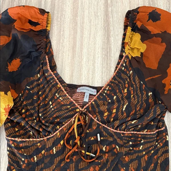 Conditions Apply Puff Long Sleeve V-Neck Blouse Women’s Size Small Anthropologie - Image 6