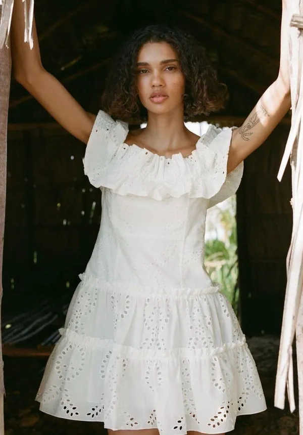 ZARA dress mini crochet boho openwork embroidered white vacation summer - Image 9