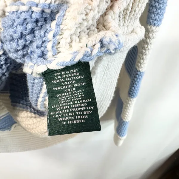 Lauren Ralph Lauren XL Sweater Blue White Striped Nautical Cotton Boat Neck 1354 - Image 7