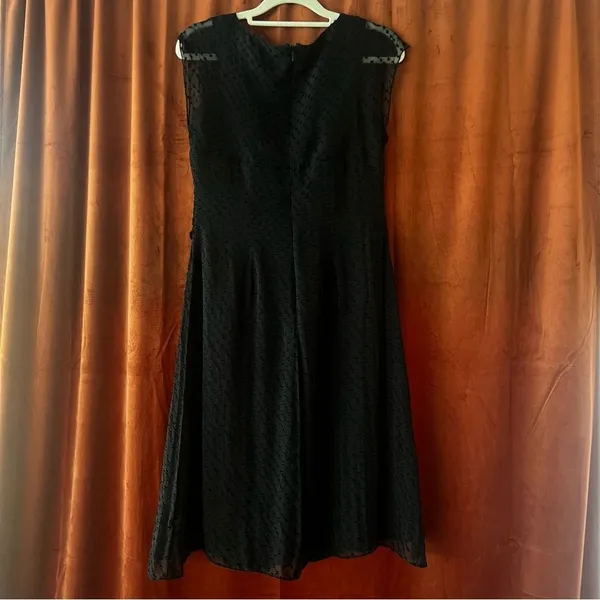 Adrianna Papell Black Silk Textured Fit & Flare Tie Front Dress Size 6 - Image 6